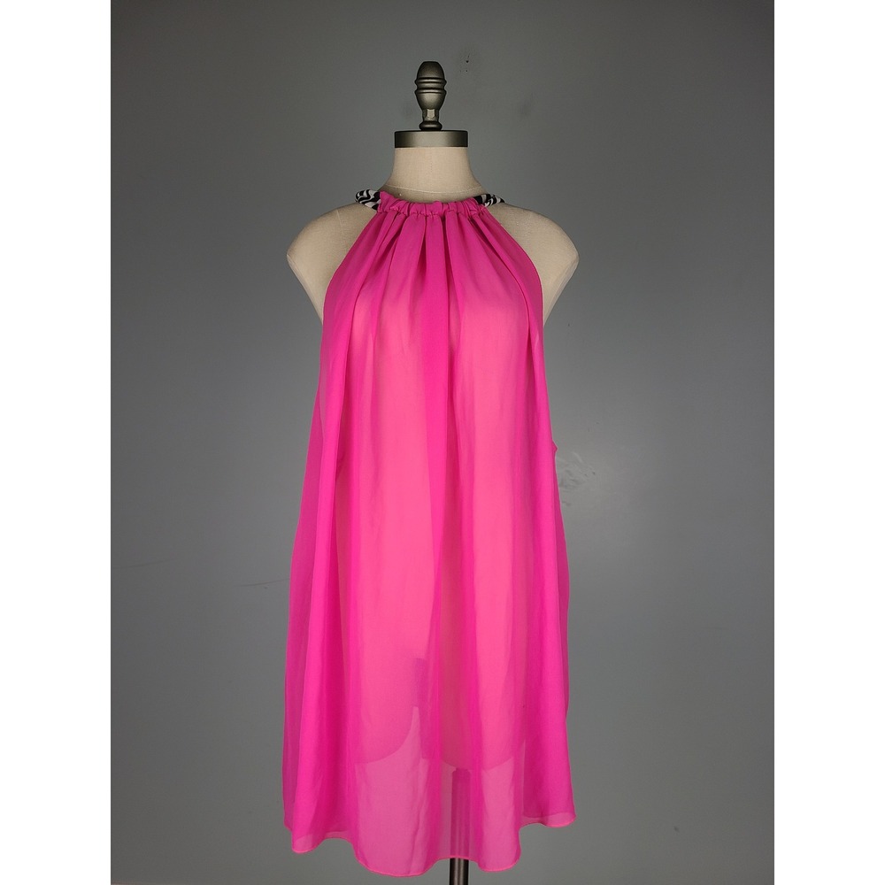 Victoria's Secret Sz XS Halter Mini Dress Coverup Zebra Hot Pink Y2K McBling